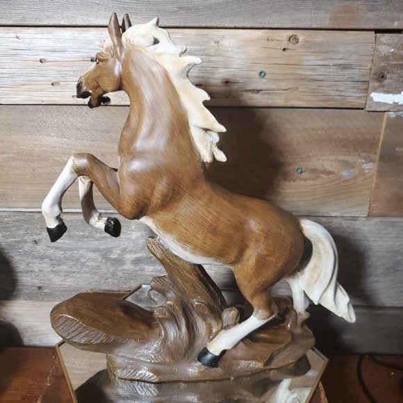 Wild Rearing Stallion/Horse Statue - Cast Plaster Resin - 13.5" Tall - Picture 6 of 7